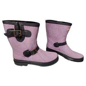 Bearpaw Charlie Waterproof Rubber Boots Size 11 Fleece Lining Microsuede Footbed